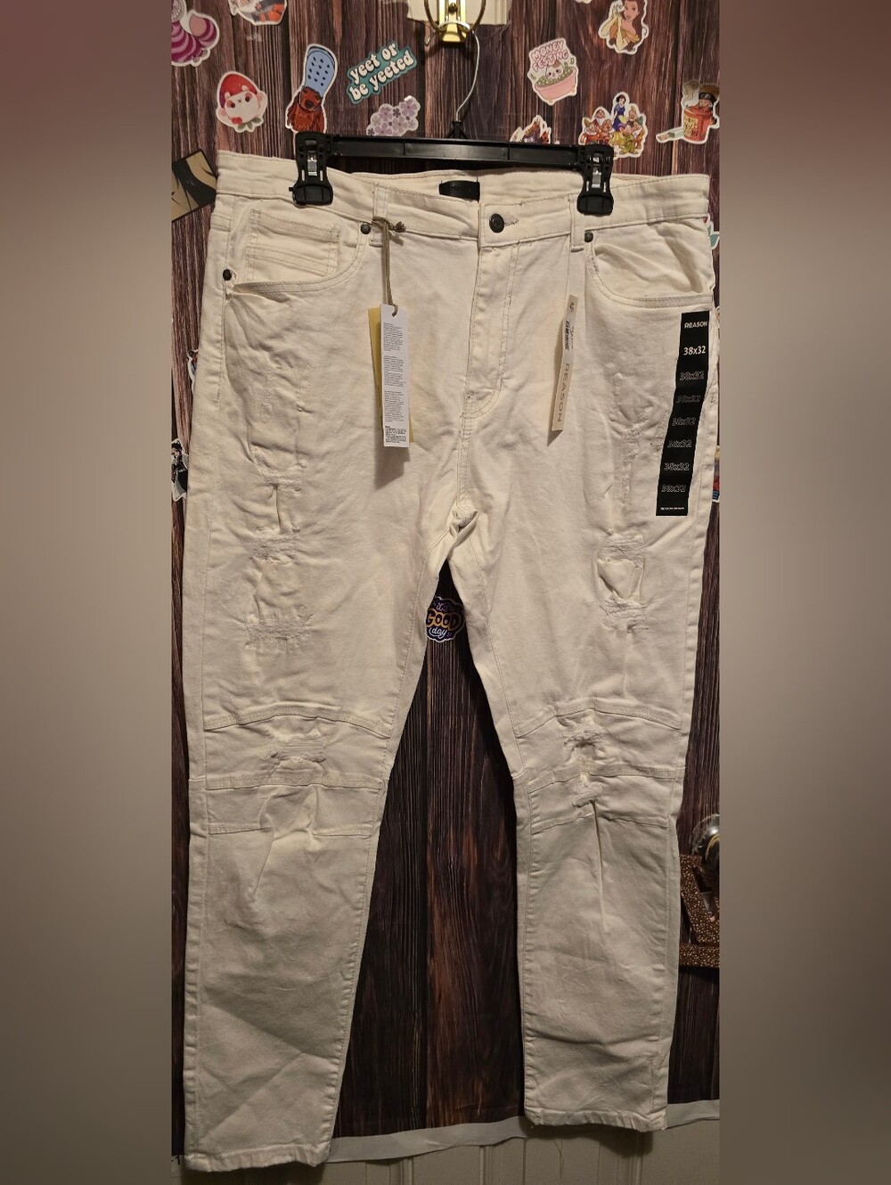 Reason Men’s Distressed Skinny Jeans - White
